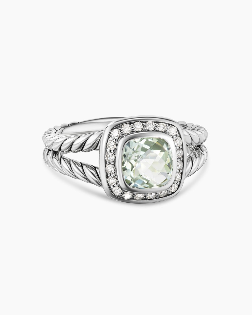 5cbc6c58b9d7990c2f51a316d5aa6374.jpeg Petite Albion® Ring Sterling Silver with Prasiolite and Diamonds, 7mm - Image 1