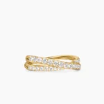 Pavé Crossover Ring 18K Yellow Gold with Diamonds, 6mm