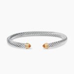 Classic Cable Bracelet Sterling Silver with 14K Yellow Gold and Citrine, 5mm