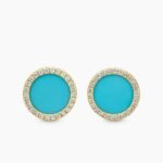 Petite DY Elements® Stud Earrings 18K Yellow Gold with Turquoise and Diamonds, 11mm