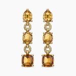 Marbella Drop Earrings 18K Yellow Gold with Citrine and Madeira Citrine, 51mm