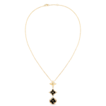 Color Blossom Lariat Necklace, Yellow Gold, Onyx And Diamond