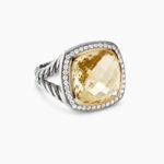 Albion® Ring Sterling Silver with 18K Yellow Gold, Champagne Citrine and Diamonds, 14mm