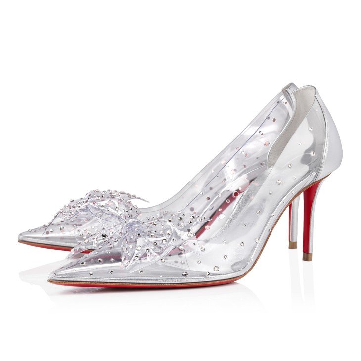 709e963d25b347c280310d4af727d10b.jpeg Jelly Strass 80 mm Pumps PVC, Iridescent Nappa Leather and Strass Silver - Image 1