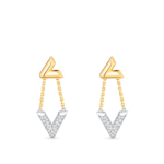 Volt Upside Down Earrings, Yellow Gold, White Gold And Diamonds