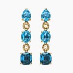 Marbella Drop Earrings 18K Yellow Gold with Blue Topaz and Hampton Blue Topaz, 51mm