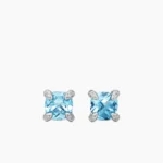 Petite Chatelaine® Stud Earrings Sterling Silver with Blue Topaz and Diamonds