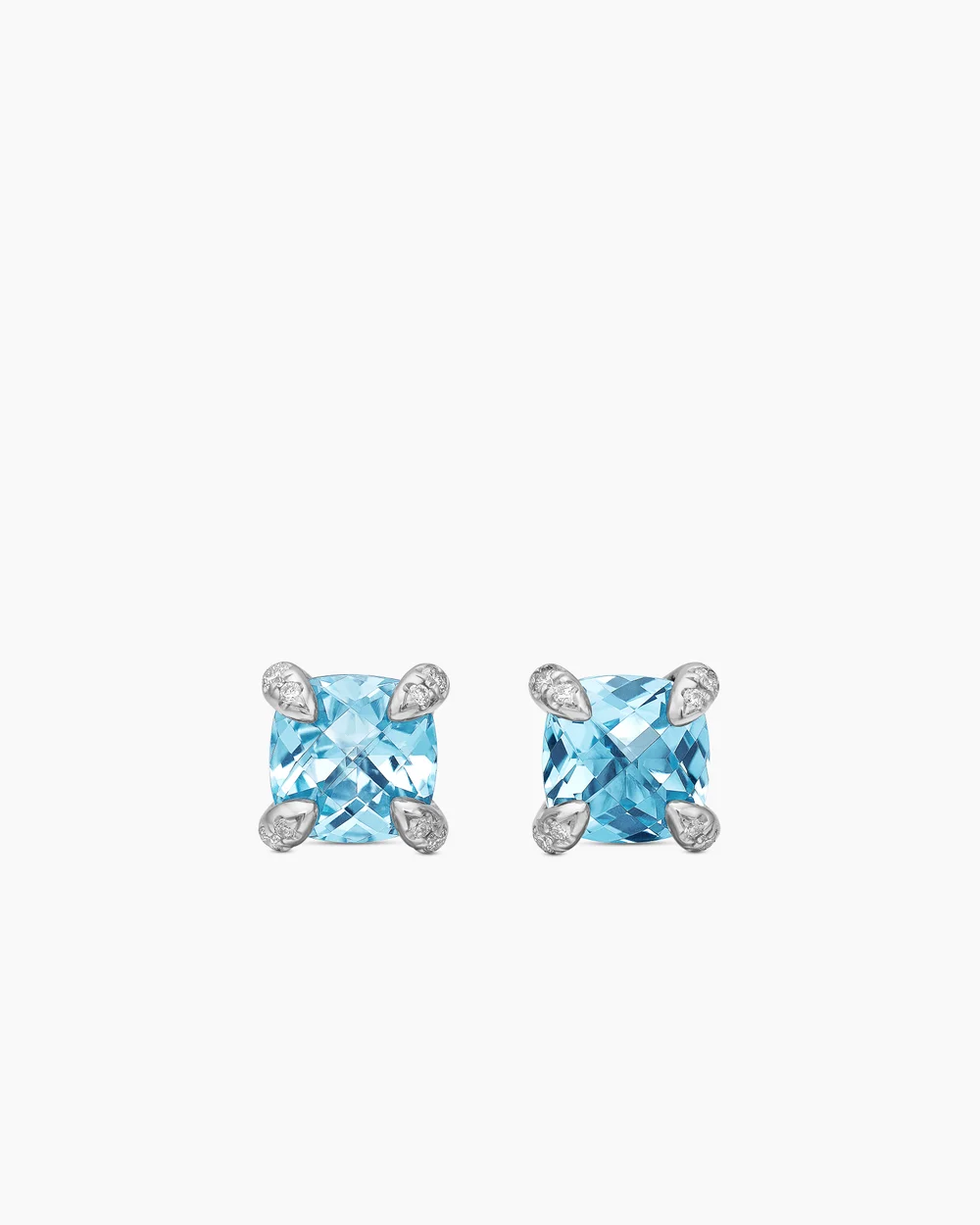 796059ee7398018d30903ac9c55aa195.webp Petite Chatelaine® Stud Earrings Sterling Silver with Blue Topaz and Diamonds - Image 1