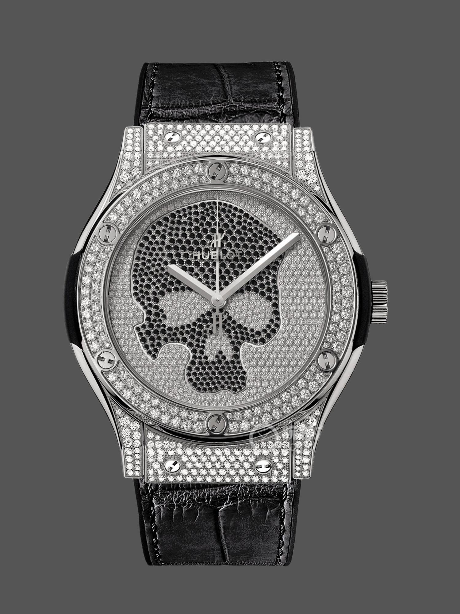 7af458d9bd7fb6cd23d0c3a81c4423d6bb420bd4e6b6d5449538870f3f86cc28.jpg Hublot Classic Fusion Skull Titanium Full Pave 511.NX.9000.LR.1704.SKULL 45mm - Image 1