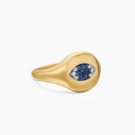Cable Collectibles® Evil Eye Pinky Ring 18K Yellow Gold with Pavé Sapphires and Diamonds