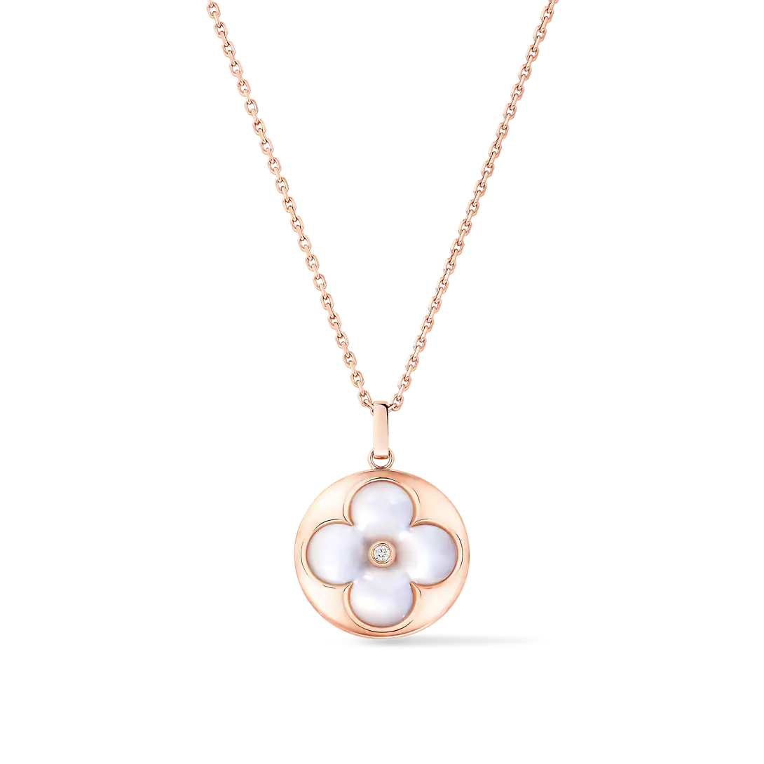 7bbdc5488a26e5dc157d0489615e3fbd.png Color Blossom XL Medallion Pink Gold, White Mother-Of-Pearl and Diamond - Image 1