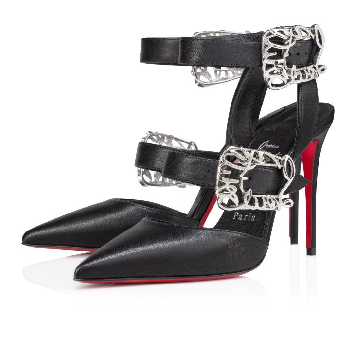 7c093319fa2b42d4ae1c552eb19cfbe9.jpeg Giddylina 100 mm Strappy Pumps Nappa Leather Black - Image 1