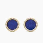 Petite DY Elements® Stud Earrings 18K Yellow Gold with Lapis and Diamonds, 14mm