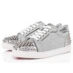 Vieira 2 Low-top Sneakers Glittered Calf Leather and Spikes Silver