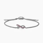 Cable Collectibles® Ribbon Chain Bracelet Sterling Silver with Pavé Pink Sapphires