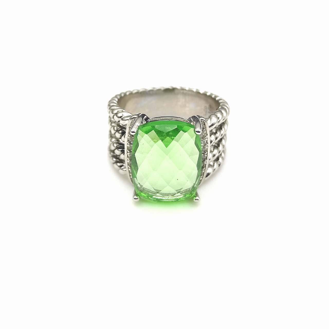 85e9ad5d1699050827c81bd65ee1900b-1.png Petite Wheaton® Ring Sterling Silver with Prasiolite and Diamonds - Image 1