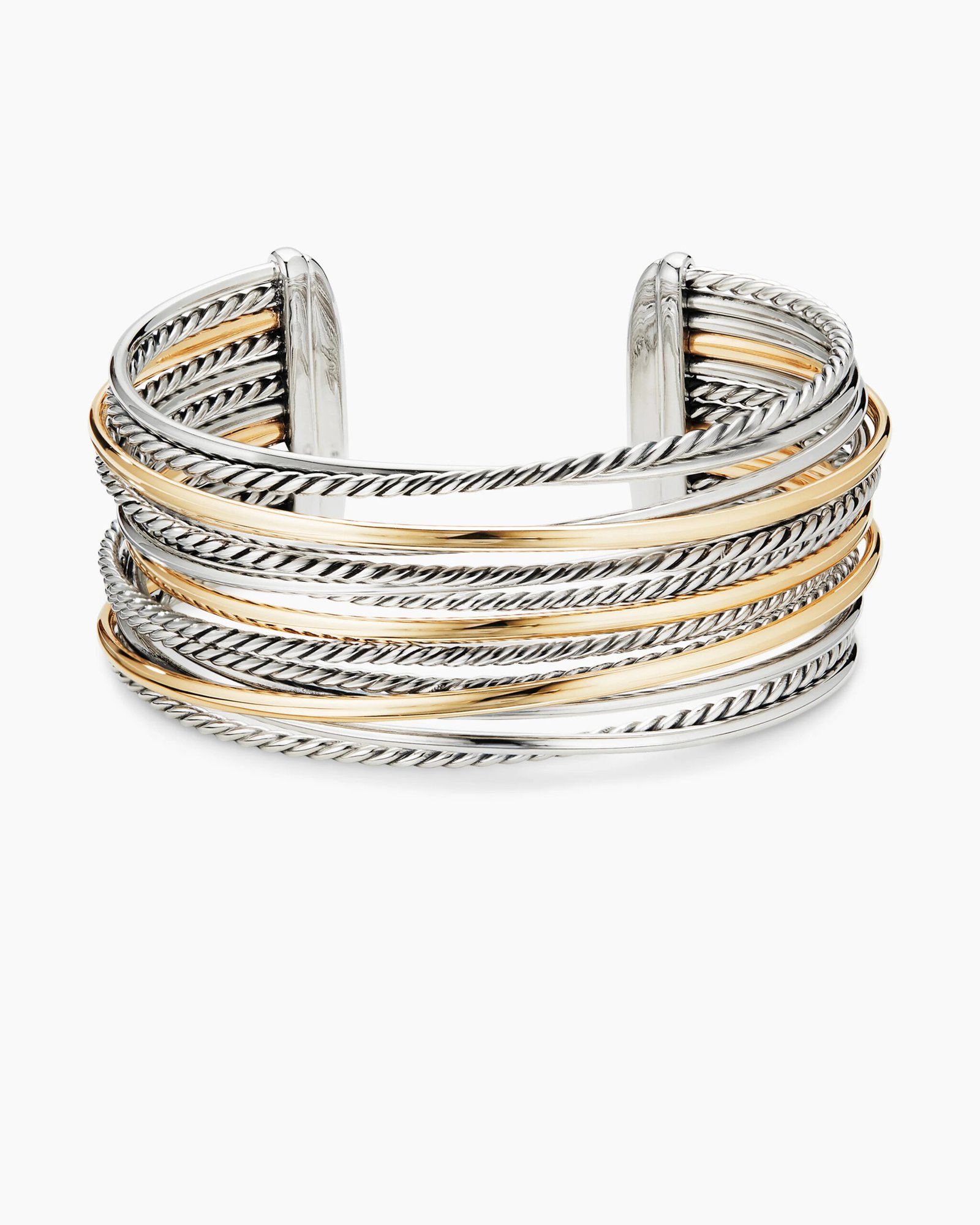 8f6340d7d39b9be03adb2de2e147b939.jpeg Crossover Cuff Bracelet Sterling Silver with 18K Yellow Gold, 27.5mm - Image 1