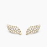 Petite Pavé Flute Stud Earrings 18K Yellow Gold with Diamonds, 10.6mm