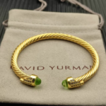 Cable Bracelet with Peridot & Diamond Accents 5mm