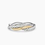 Petite Infinity Band Ring Sterling Silver with 14K Yellow Gold, 4mm