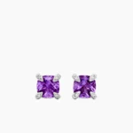 Petite Chatelaine® Stud Earrings Sterling Silver with Amethyst and Diamonds