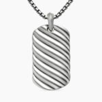 Sculpted Cable Tag Sterling Silver, 42mm