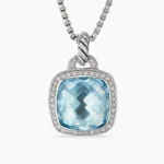 Albion® Pendant Sterling Silver with Blue Topaz and Diamonds, 14mm
