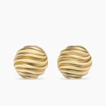 Sculpted Cable Stud Earrings 18K Yellow Gold, 14mm