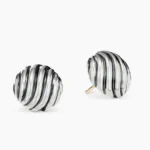 Sculpted Cable Stud Earrings Sterling Silver, 14mm
