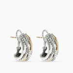 Crossover Shrimp Earrings Sterling Silver with 14K Yellow Gold, 23mm