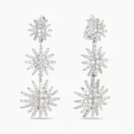 Starburst Triple Drop Earrings 18K White Gold with Diamonds, 51mm