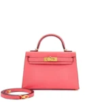 Hermès Rose Lipstick Chèvre Mini Kelly II 20 Gold Hardware