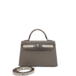 Hermès Gris Asphalt and Nata Epsom HSS Mini Kelly II 20 Palladium Hardware
