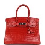 Hermès Birkin 30 Geranium Shiny Niloticus Crocodile Palladium Hardware