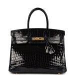 Hermès Birkin 30 Bleu Marine Shiny Niloticus Crocodile Gold Hardware