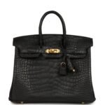 Hermès Birkin 25 Black Matte Alligator Gold Hardware