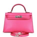 Hermès Kelly Sellier 20 Rose Pop Chevre Chamkila Palladium Hardware
