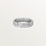 MAILLON PANTHÈRE THIN WEDDING BAND, 2 HALF DIAMOND-PAVED ROWS