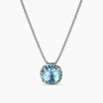 Petite Chatelaine® Necklace Sterling Silver with Blue Topaz, 10mm