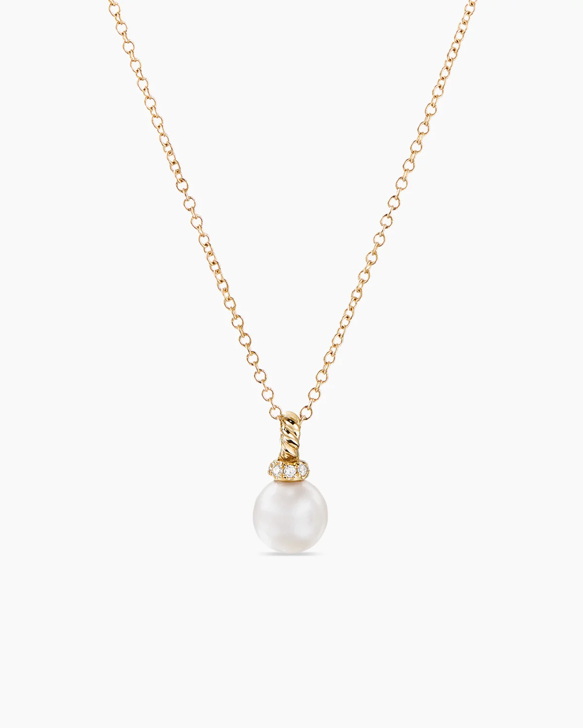 N13640D88DKWDI.webp Petite Solari Pendant Necklace 18K Yellow Gold with Pearl and Diamonds, 11.5mm - Image 1