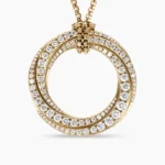 Pave Crossover Pendant Necklace 18K Yellow Gold with Diamonds, 30mm