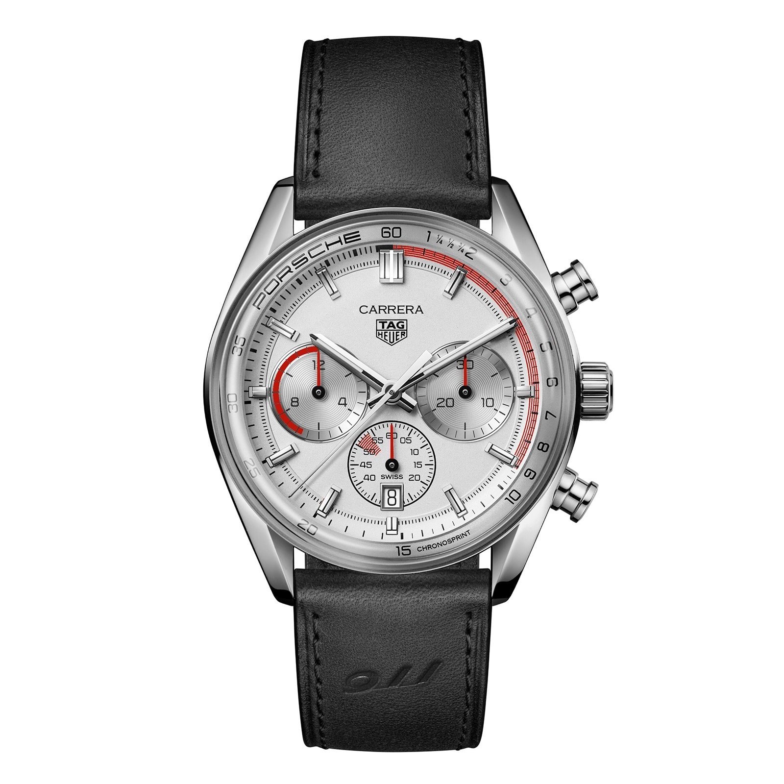 ZOU-16075817838362807570090455__01-1.jpg Tag Heuer Carrera Chronosprint X Porsche Special Edition 42mm Mens Watch Silver CBS2011.FC6529 - Image 1