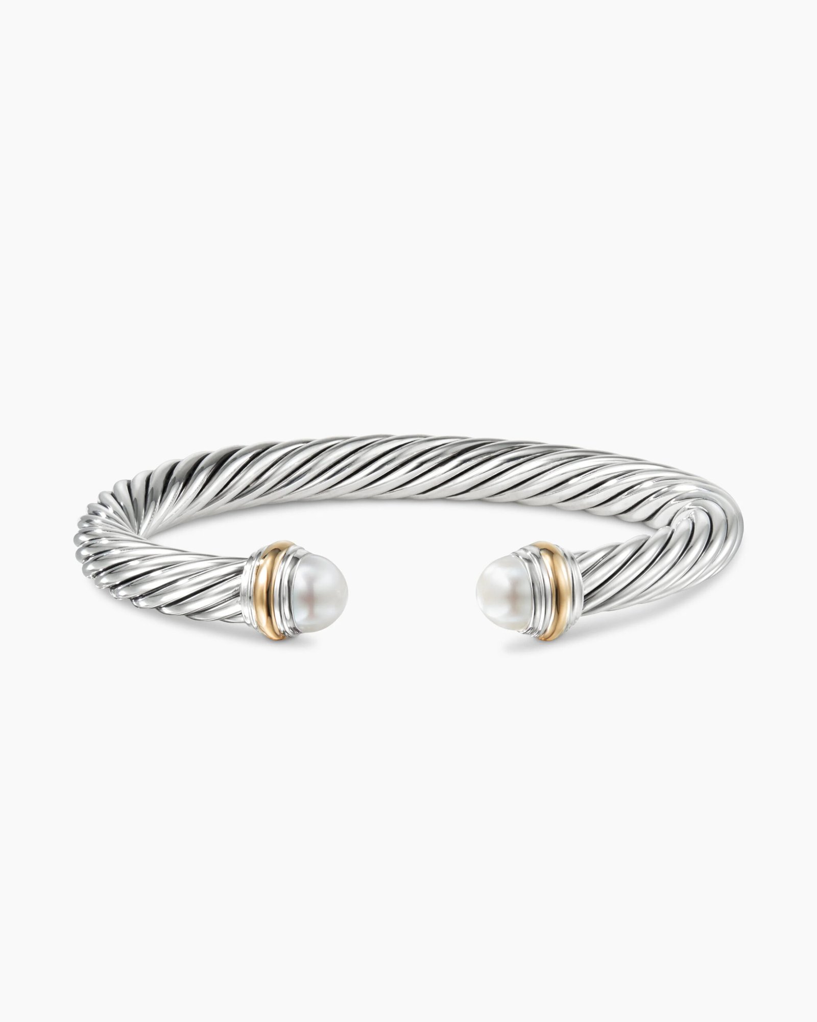 a116da50947c5c4663a7de7d1b49c84b.jpeg Classic Cable Bracelet Sterling Silver with 14K Yellow Gold and Pearls, 7mm - Image 1