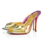 Me Dolly 100 mm Thongs Boreal Laminated Calf Leather and Strass Multicolor
