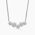 Starburst Cluster Station Necklace 18K Gold Sterling Silver with Diamonds