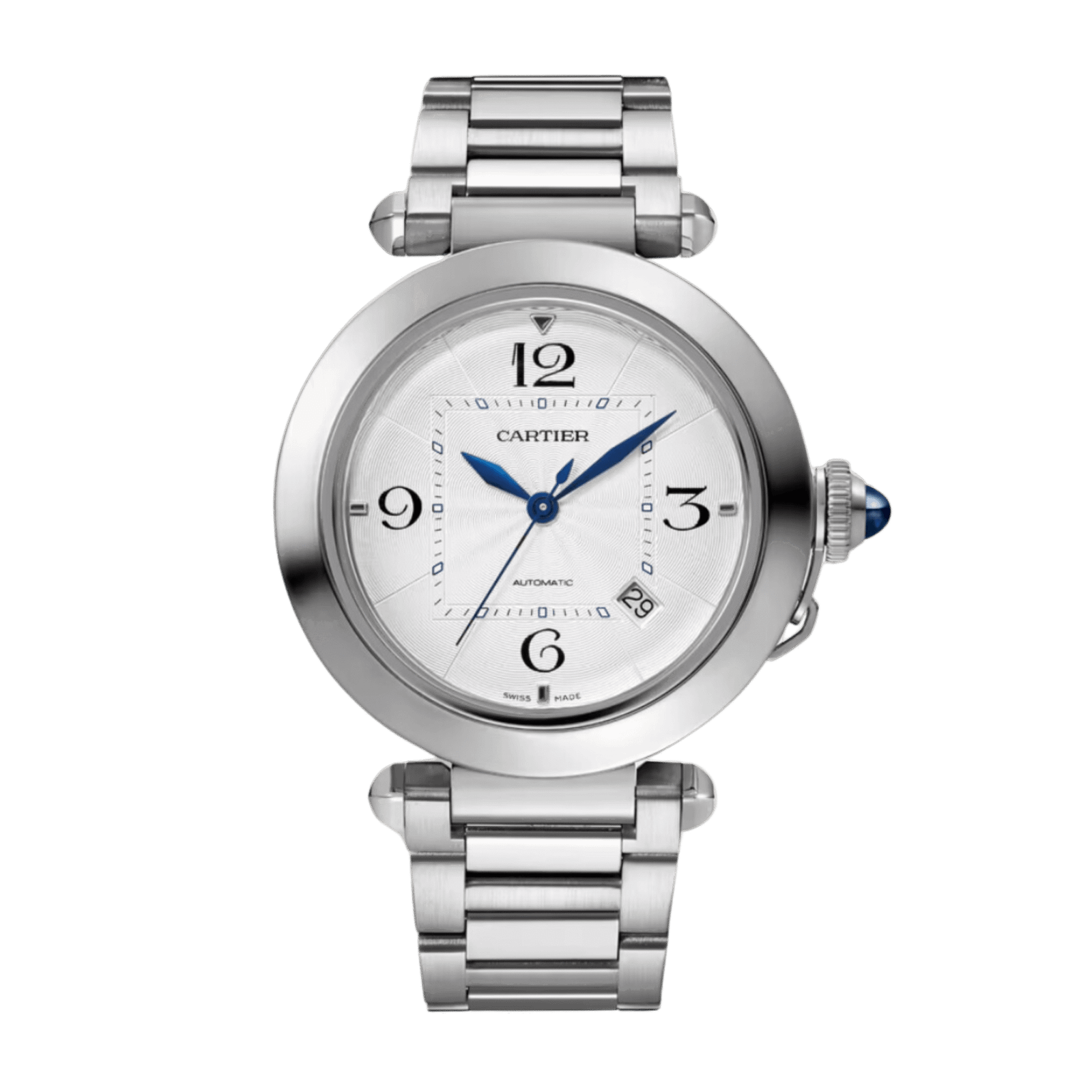 a6c475f899f45a4e1628553f97ffdc3d6b411fb5fb37c201437cf02caf9c1829.png Pasha de Cartier watch 41 mm silvered flinqué dial - Image 1