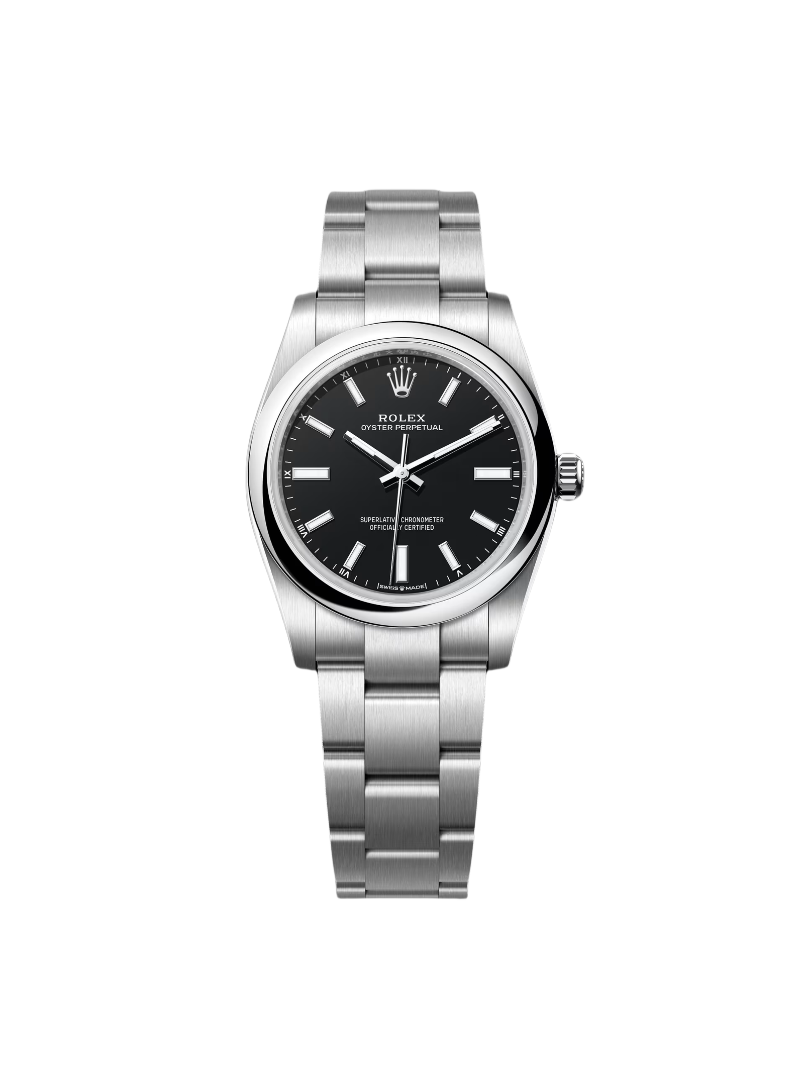 a6d128e22eaa6e06b9c8d8c7a4340fc3671b4c273677d5896ae7aaf83fd850cb.png Rolex Oyster Perpetual 34mm 124200 Black Dial Oyster Stainless Steel Bracelet Watch - Image 1