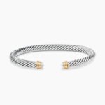 Classic Cable Bracelet Sterling Silver with 14K Yellow Gold and Pearls, 5mm
