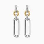 Lexington Double Link Drop Earrings Sterling Silver with 18K Yellow Gold, 53.5mm