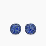 Cushion Stud Earrings 18K White Gold with Pavé Sapphires, 8mm